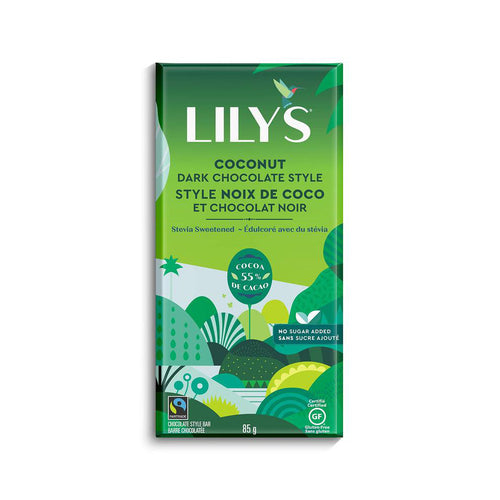 Coconut Dark Chocolate, 55% Cocoa, 85g bar